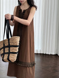 Korean style tassel trim v-neck dress - new summer collection: figure-flattering, age-defying cami dress