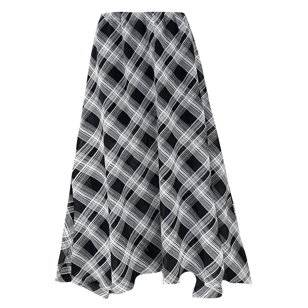 Korean simple plaid A-word skirt women's summer new tulle drape irregular skirt