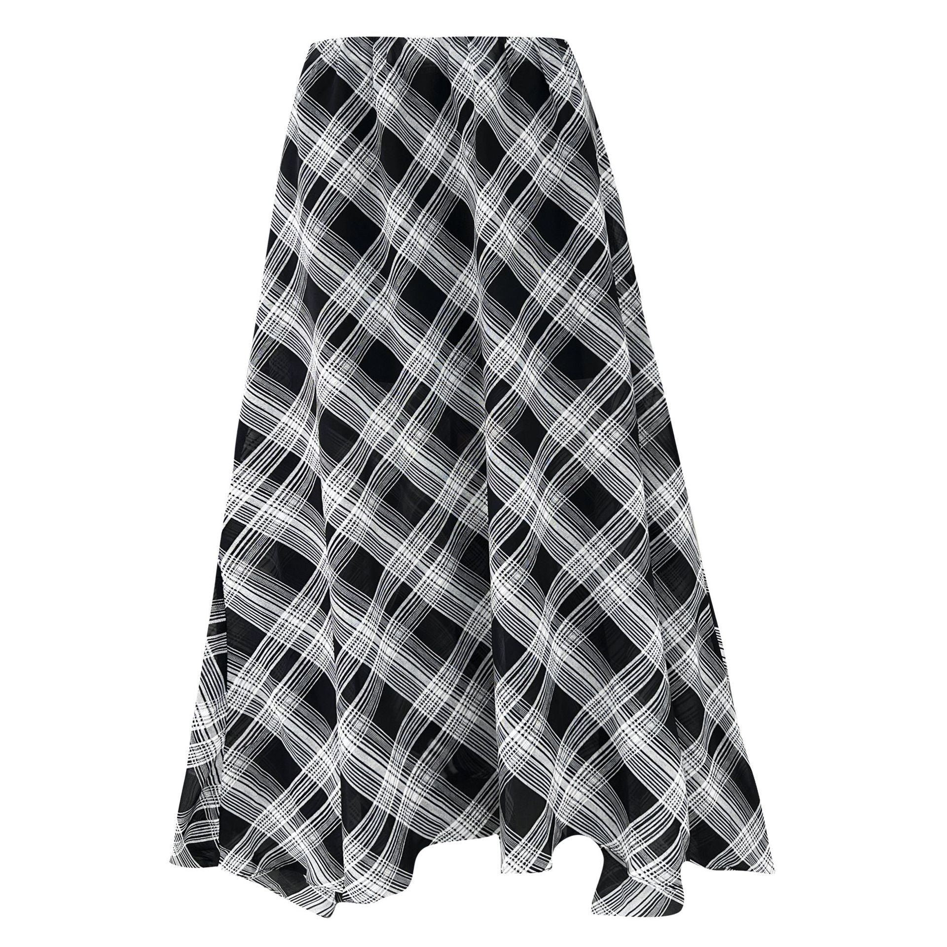 Korean simple plaid A-word skirt women's summer new tulle drape irregular skirt
