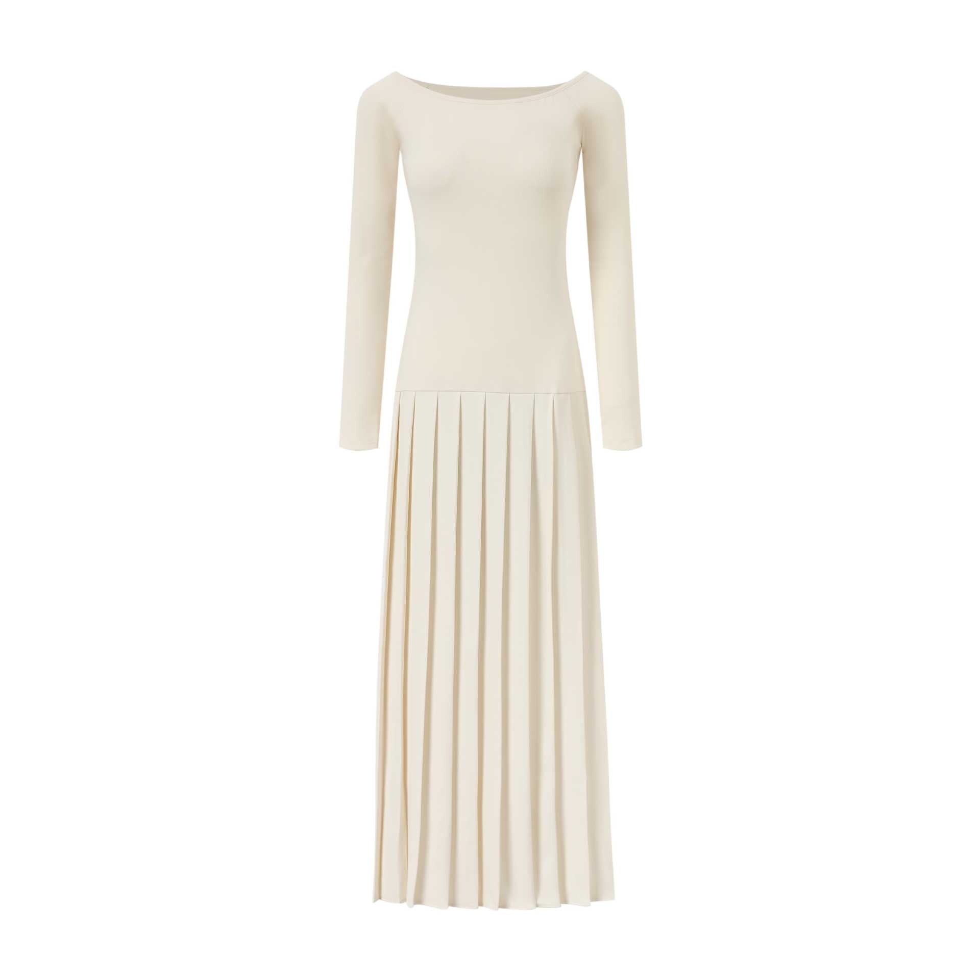 Slit maxi skirt slim dress stylish gentle style pleated skirt