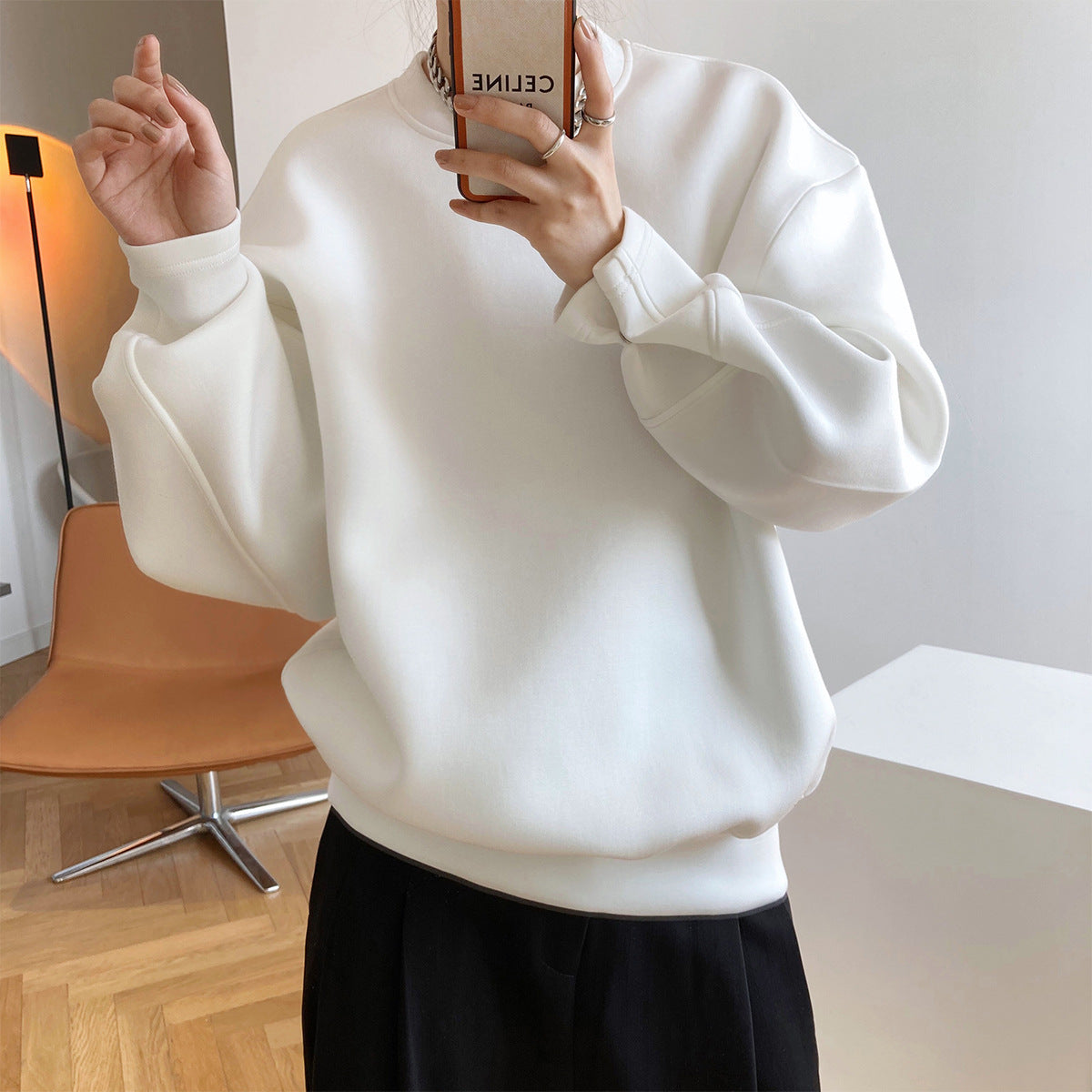 Stylish space cotton sweater spring and autumn thin design sense loose ins lazy wind air layer top