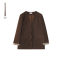 Autumn American fashion foreign style loose leopard print streamer v-neck blazer