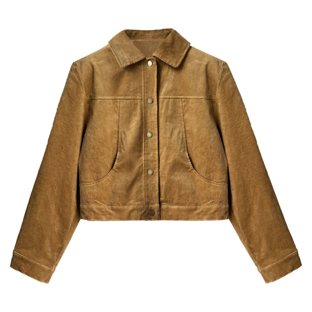 American retro Maillard corduroy jacket women's autumn new loose casual jacket top