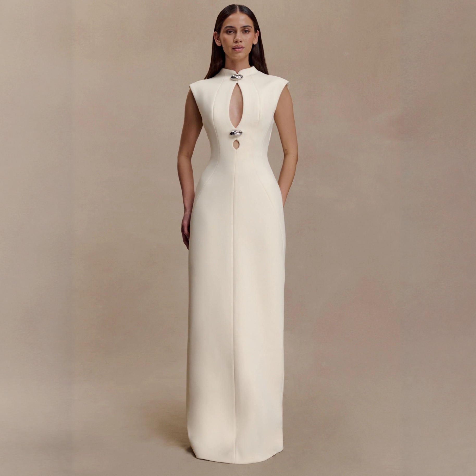 Stylish retro sexy hollow waist celebrity dress