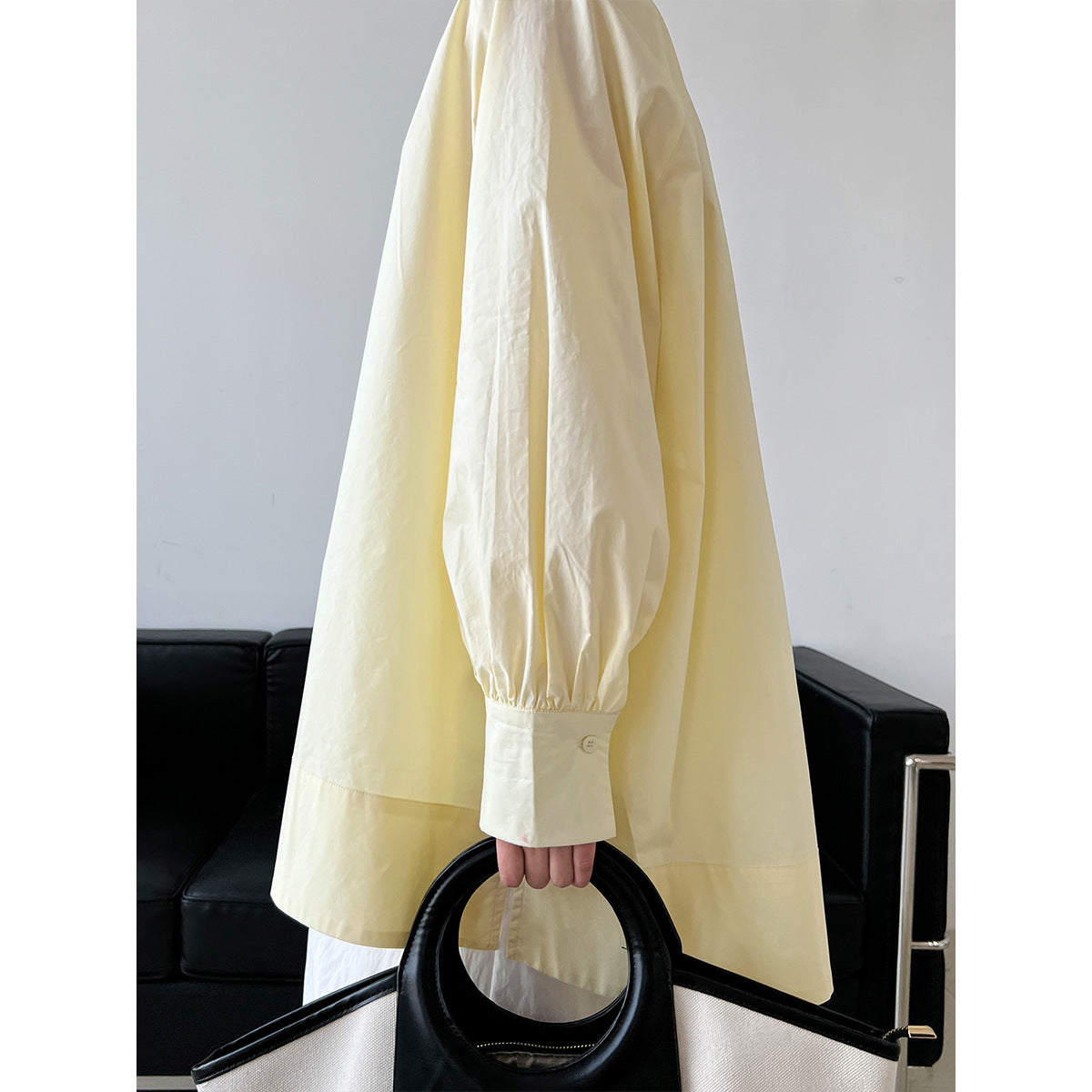 ins Korean loose and lazy basic round neck pleated shoulder sleeves medium and long sunscreen shirt