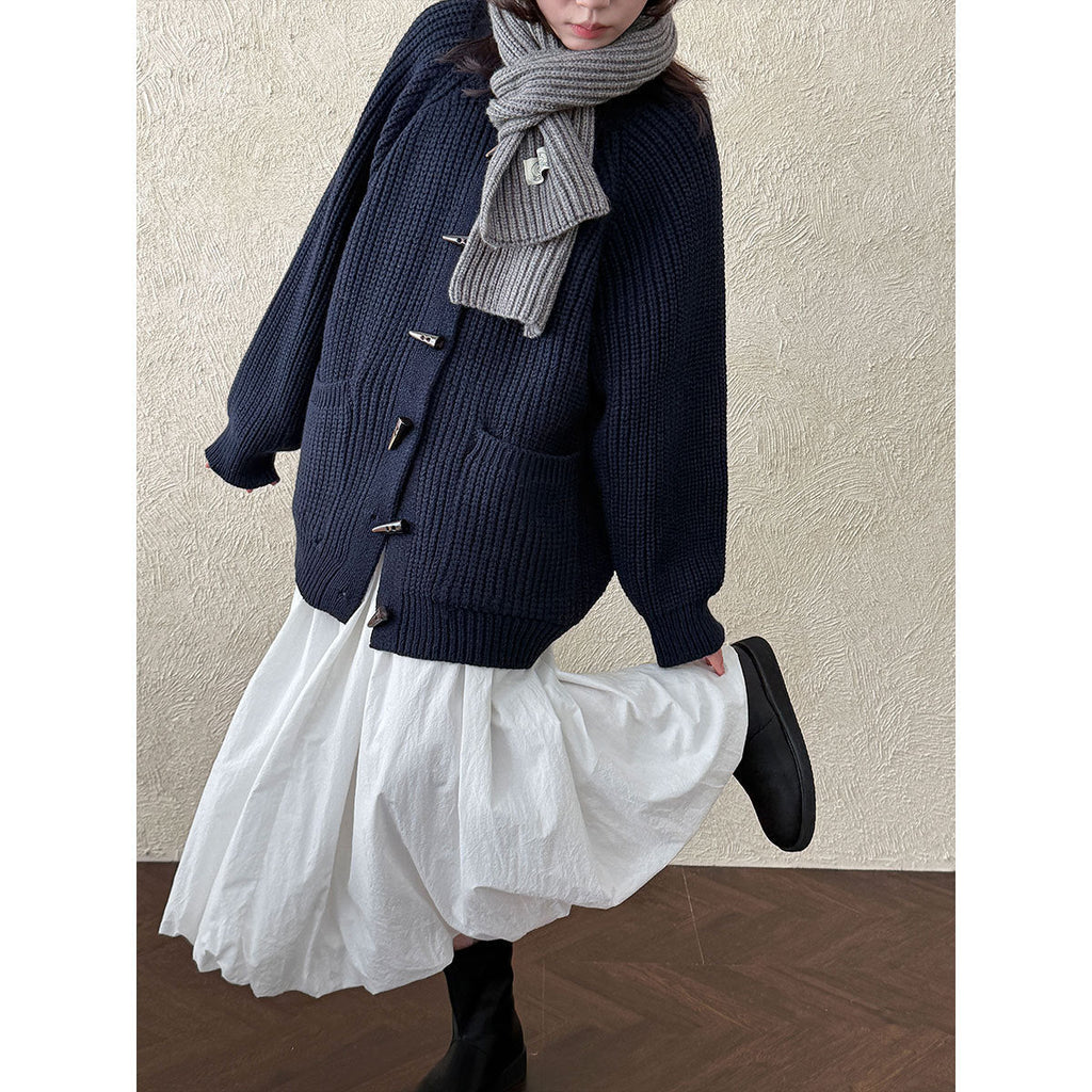 French rough knit retro lazy wind sweater jacket
