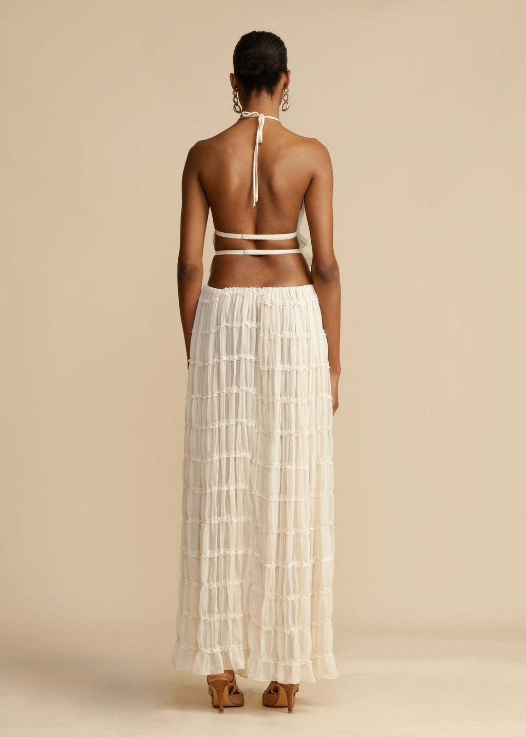 Halter lace-up neck top set