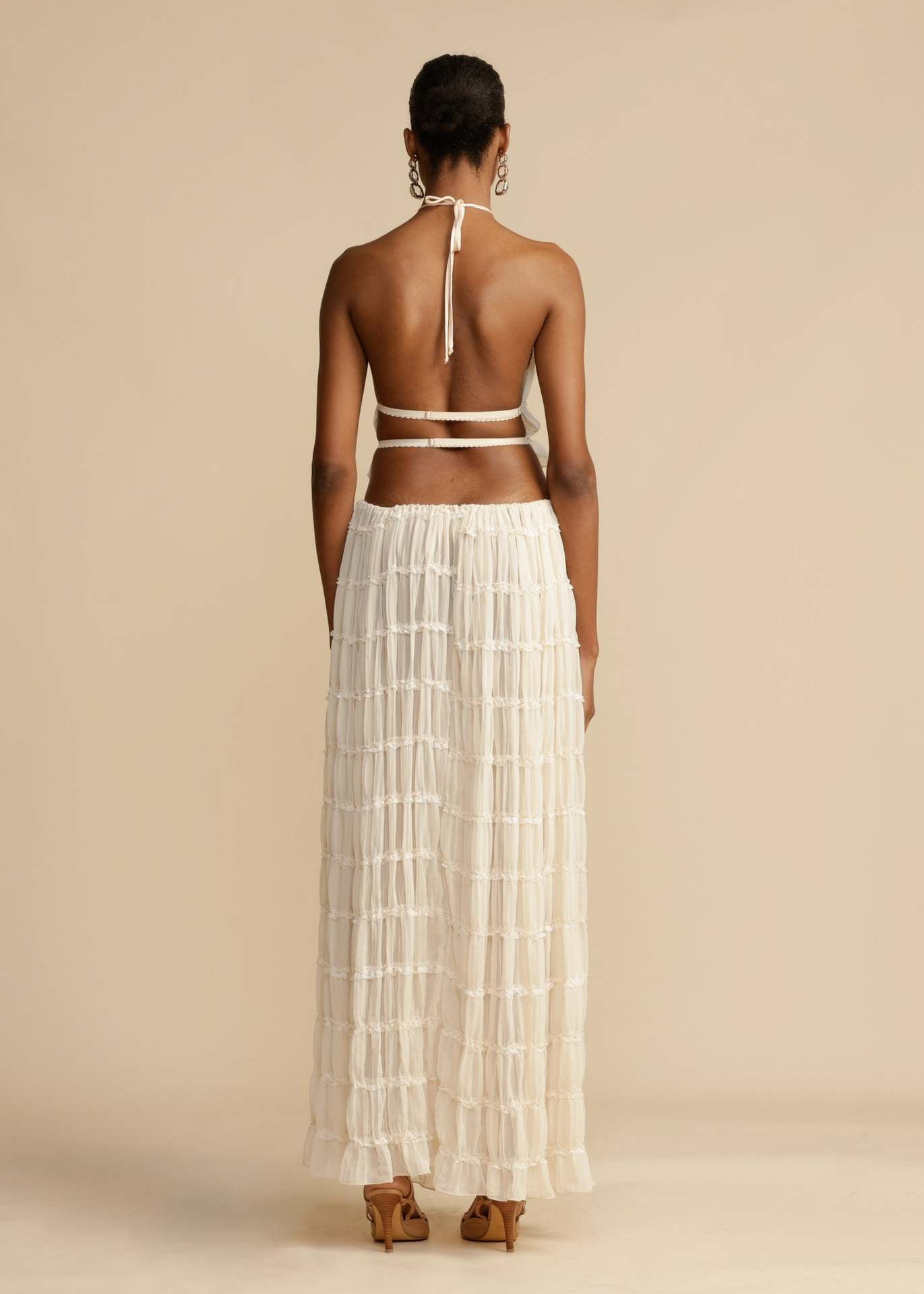 Halter lace-up neck top set