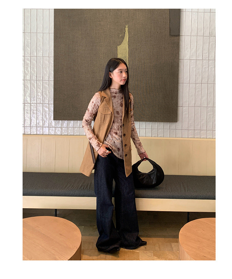 Temperament waist belt lapel long vest