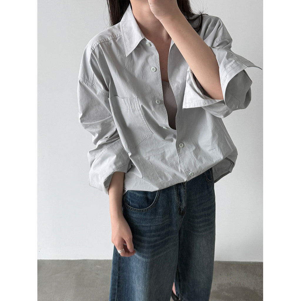 Korean Lazy Wind Shoulder Stacked Shirt Women's 26 Spring New Versatile Commuter Sunscreen Jacket