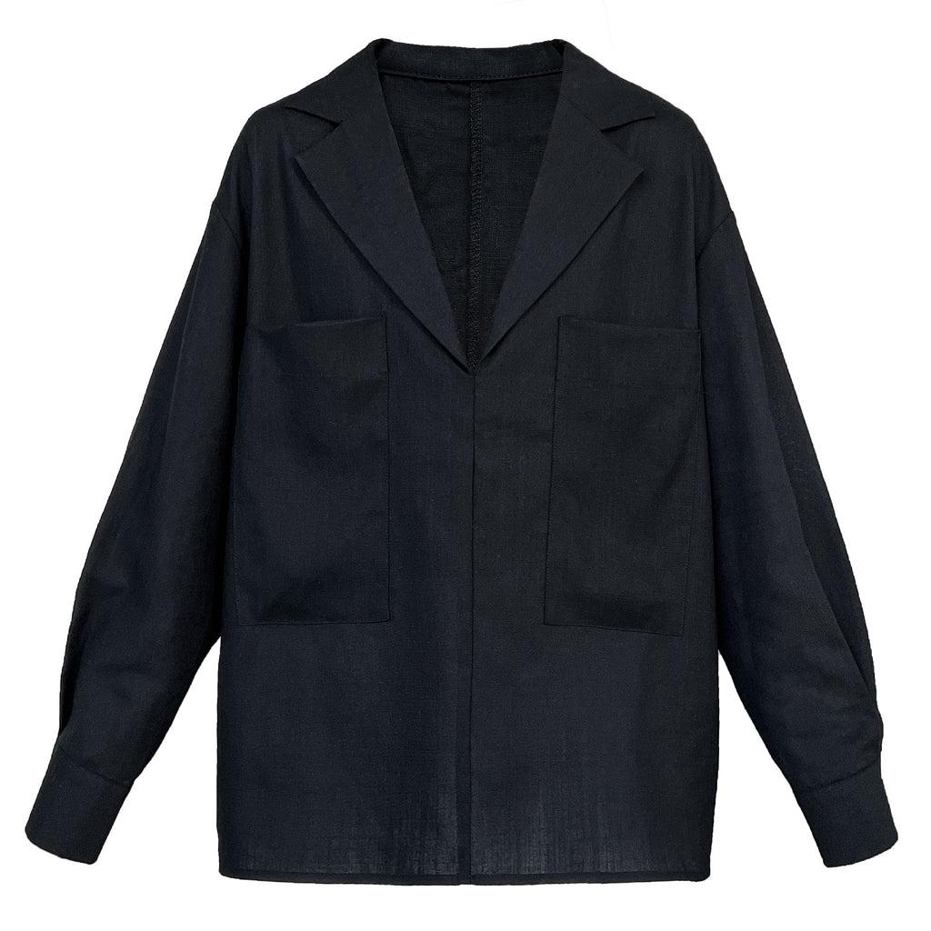 Minimalist design V-neck loose shirt women's early autumn new commuter trendy top