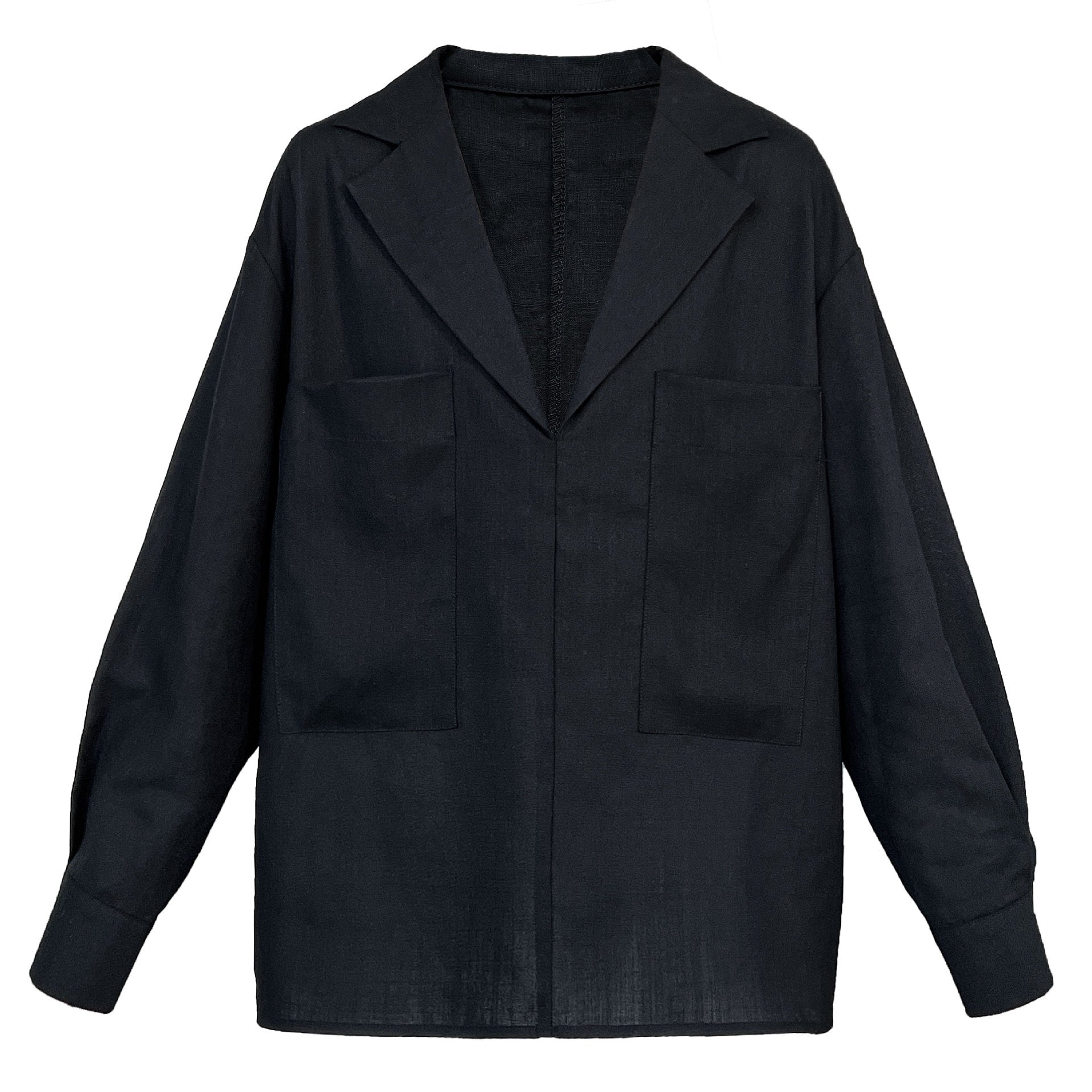 Minimalist design V-neck loose shirt women's early autumn new commuter trendy top