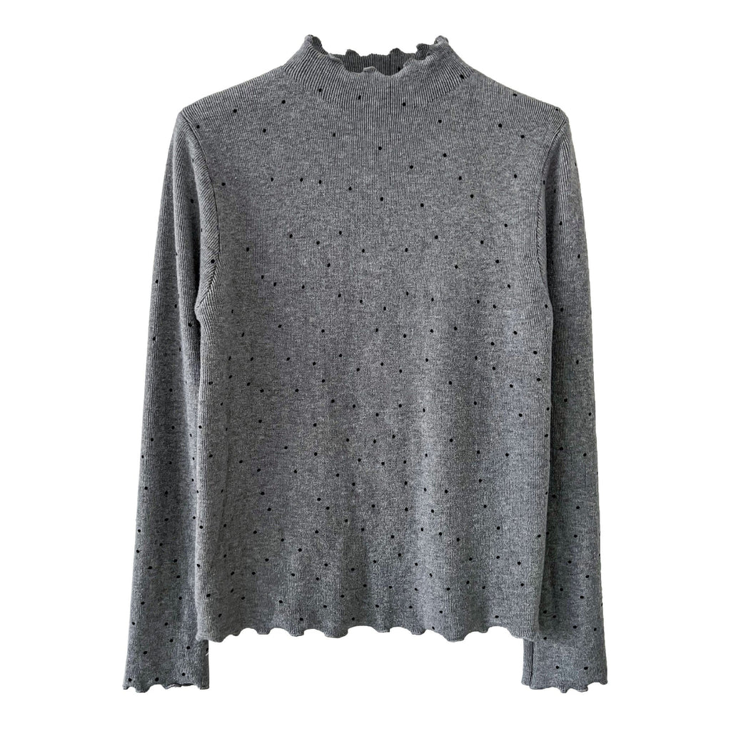 Half turtleneck polka dot elegantknitting shirt women's winter new arrival chic fungus edge inner tops