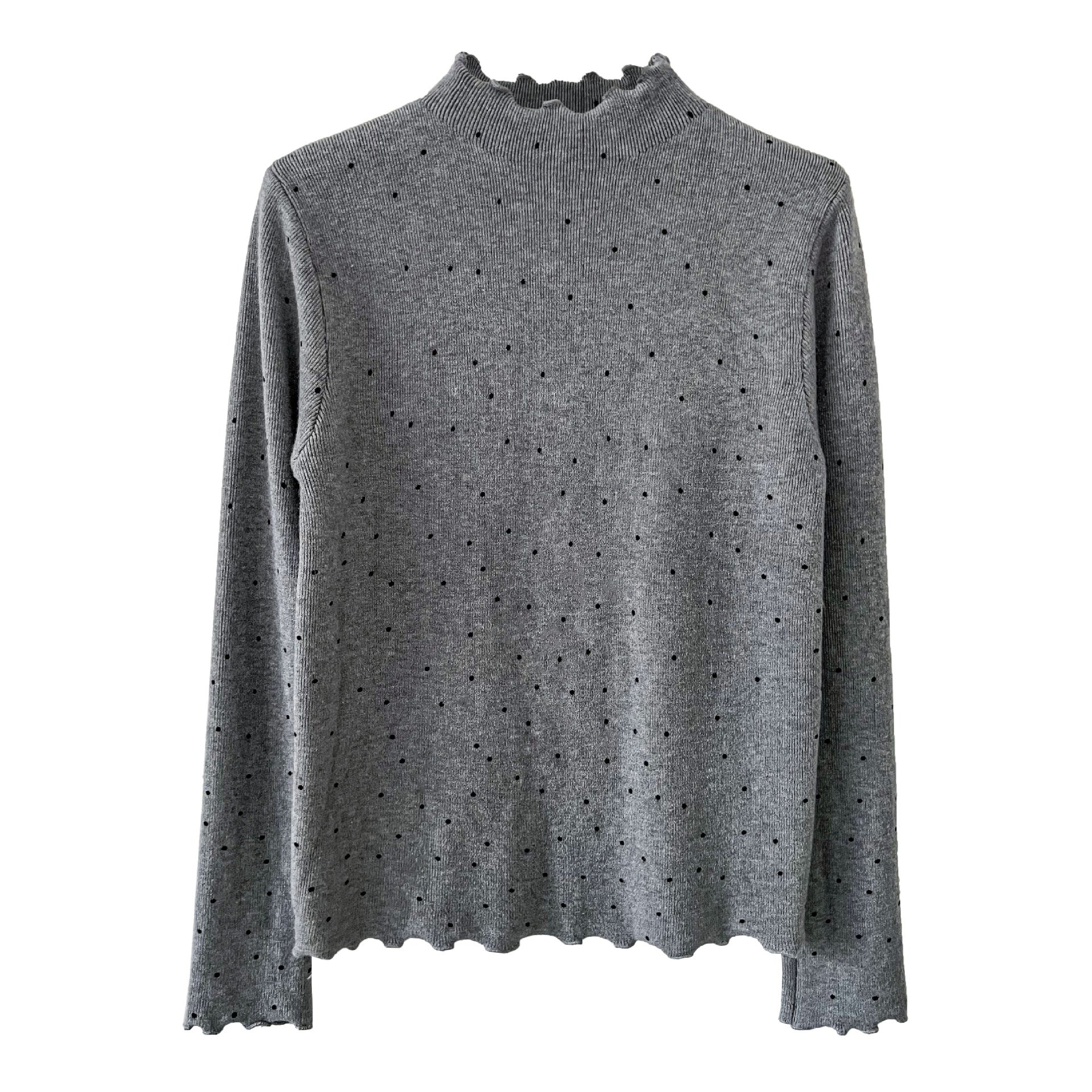 Half turtleneck polka dot elegantknitting shirt women's winter new arrival chic fungus edge inner tops