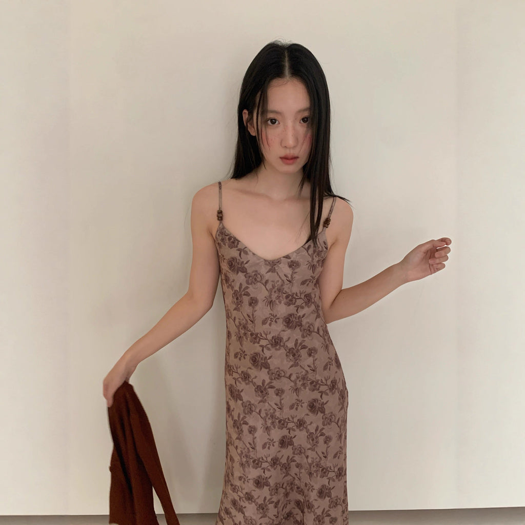 Romantic beautiful purple charm floral suspender dress