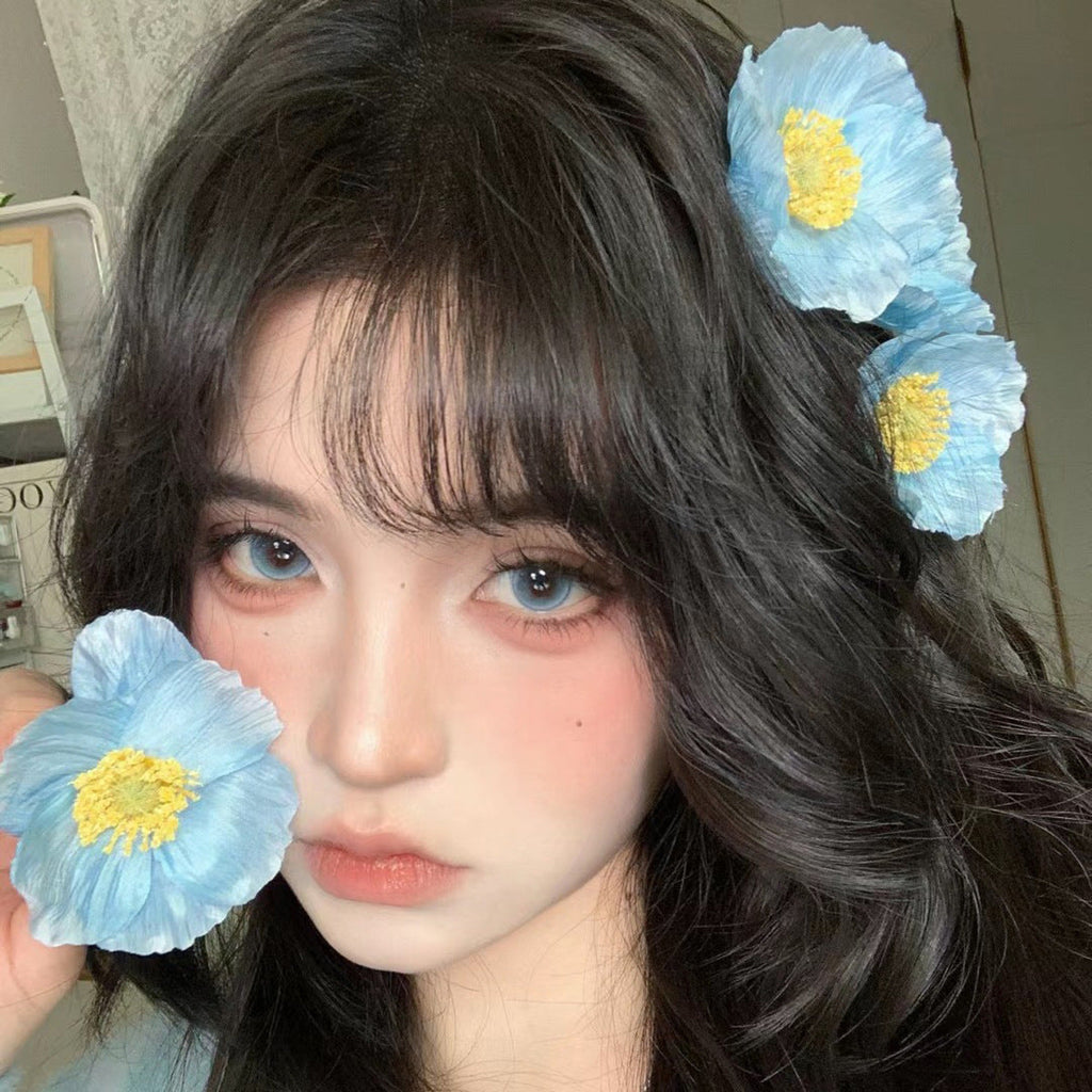 Spring and summer new simulated poppy flower hairpin pure desire atmosphere side clip photo hair accessories super fairy head flower hairpin