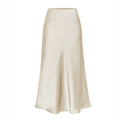 Acetate satin skirt elastic high waist solid color split mid-length skirt