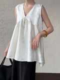 Heavy Industry Satin Jacquard V-Neck Vest Shirt Women's Summer New Korean Premium Sleeveless Top 9762