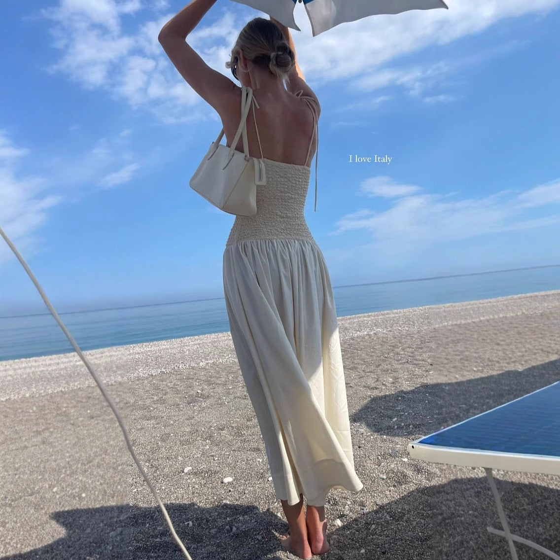 Women's new fashion solid color tube top dress slim fit sexy holiday style suspender dress