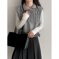 College style contrasting color lapel wool knitted vest women's 26 spring versatile stacked vest top