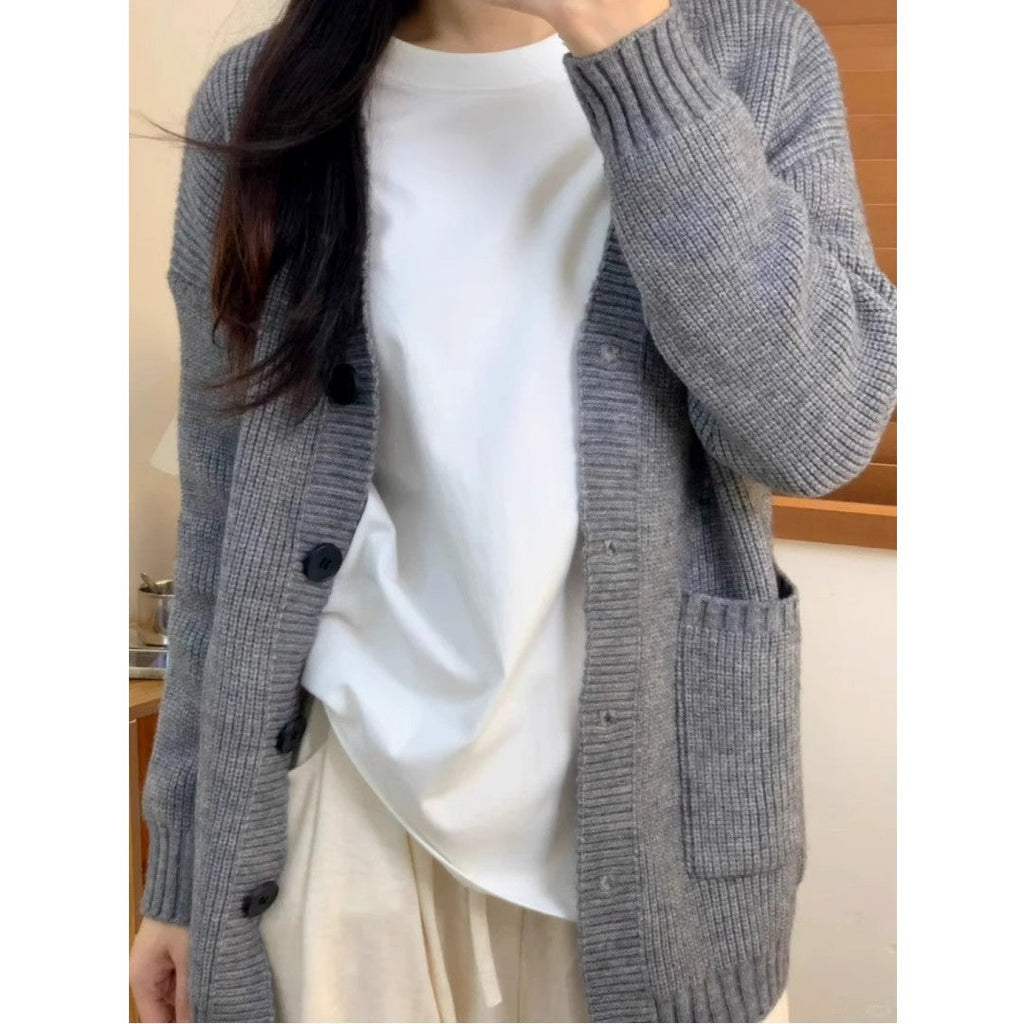 Pure Cotton Long Sleeve T-Shirt Women Round Neck Base Layer Casual Top