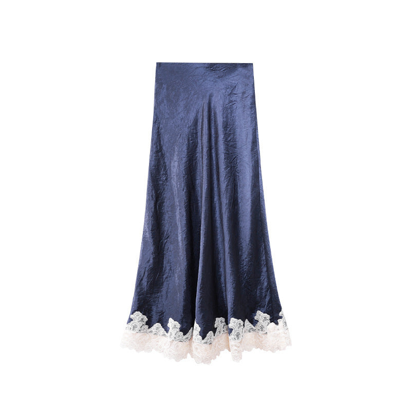 Temperament silky satin skirt