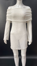 Beach vacation style sexy skirt knitted hollow one-word collar dress female perspective babes