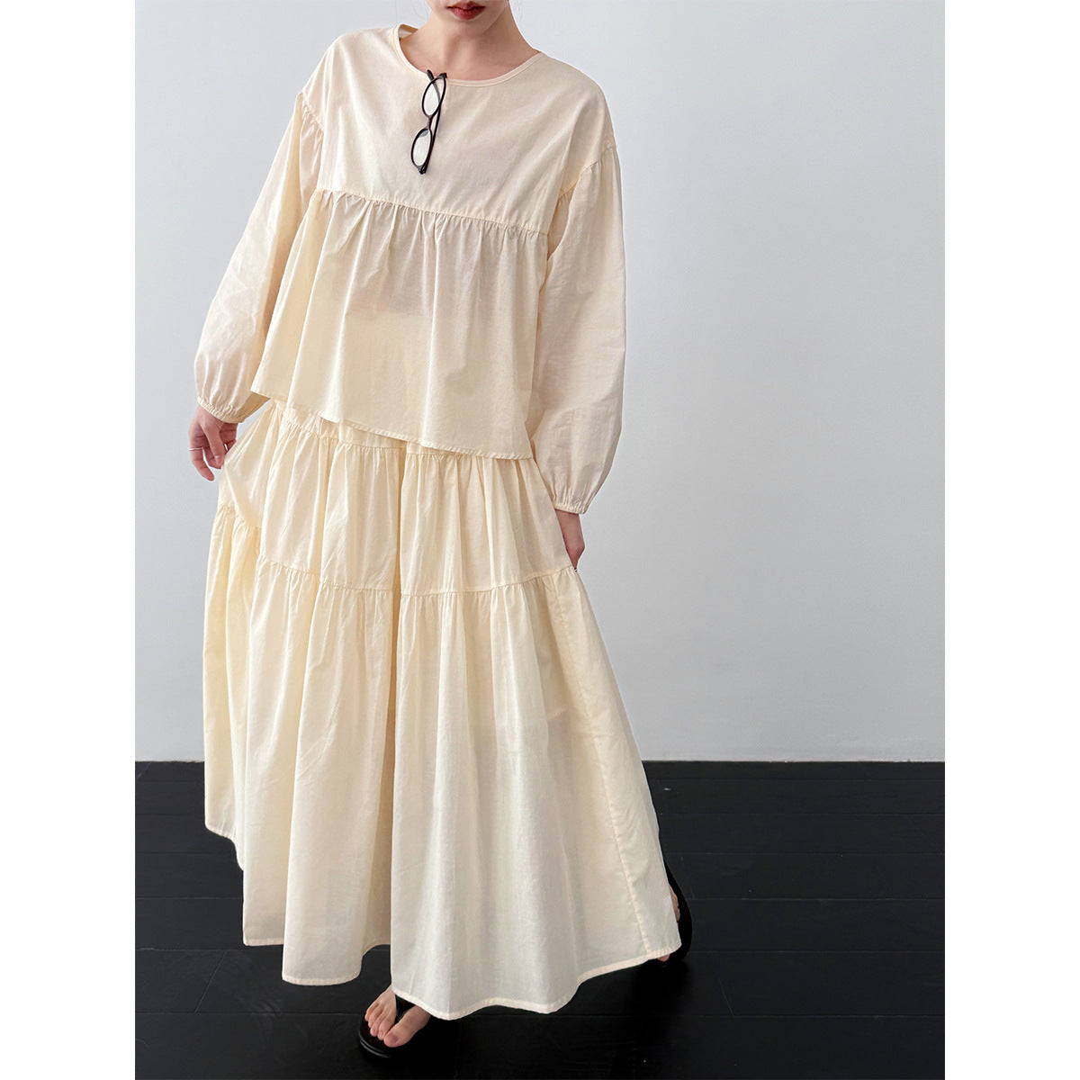 Sweet doll shirt + big swing skirt set Spring new pleated skirt two-piece set