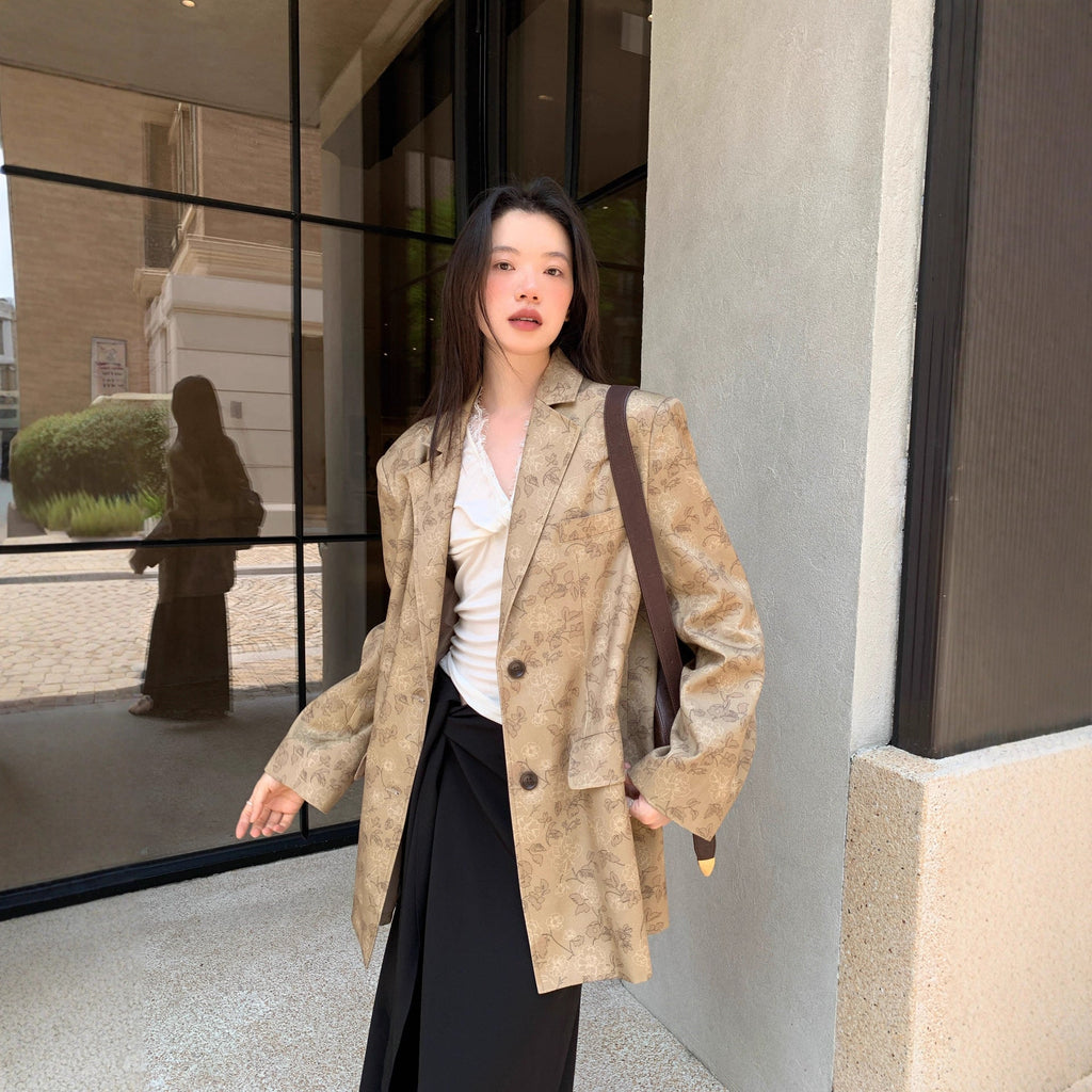 Casual crisp print blazer