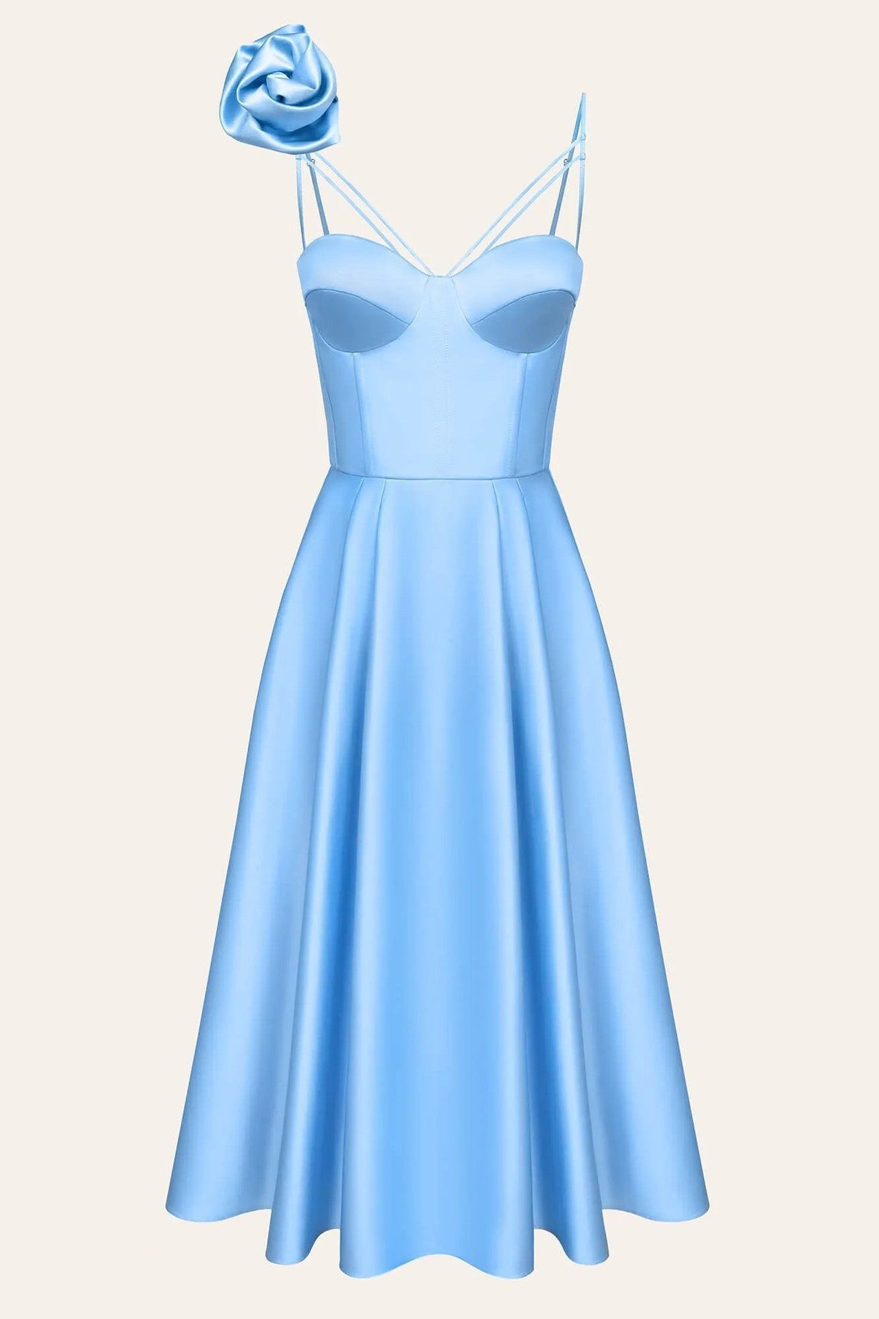High-end dress French dress sexy hollow suspender skirt three-dimensional flower medium and long dress