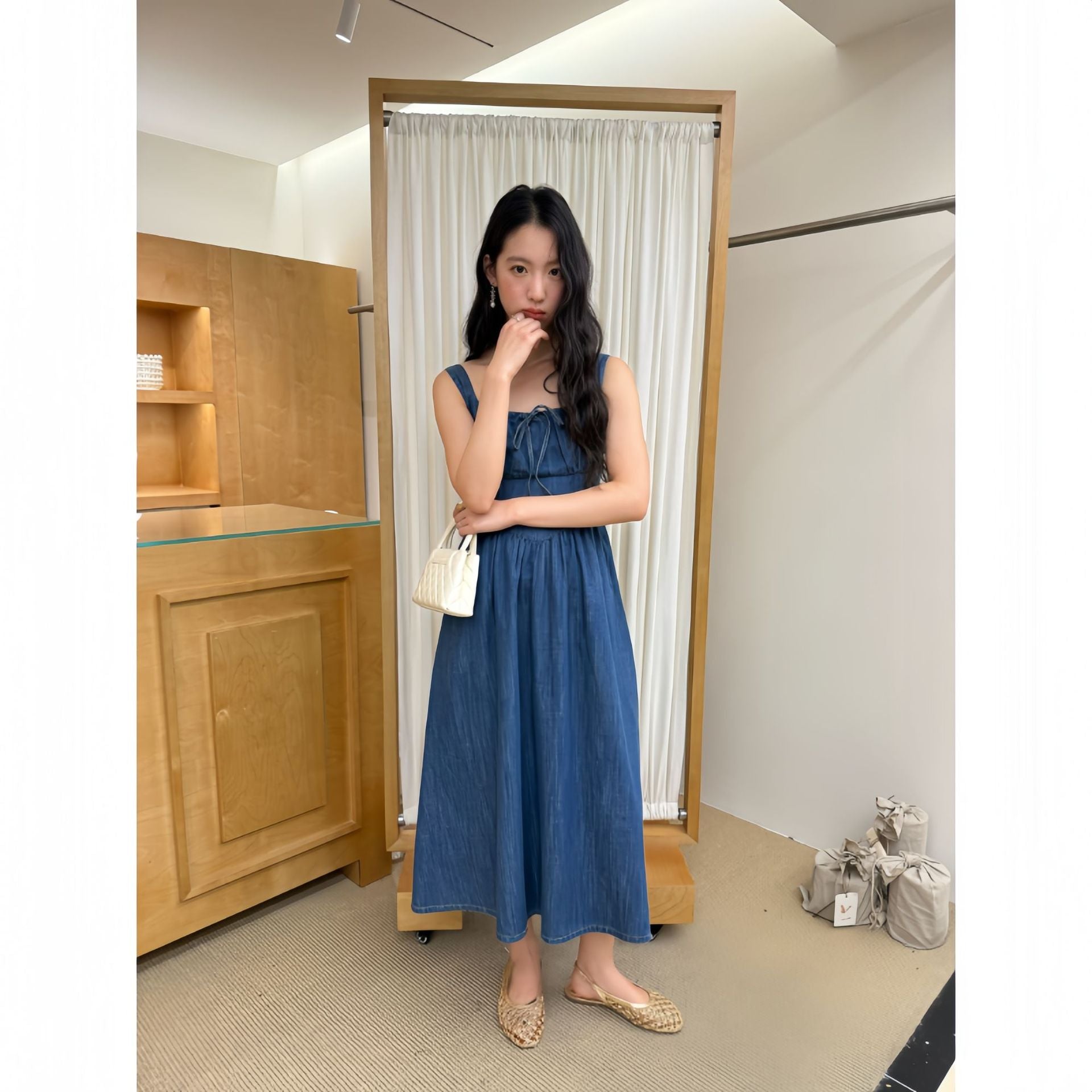 Denim skirt sleeveless vest camisole dress