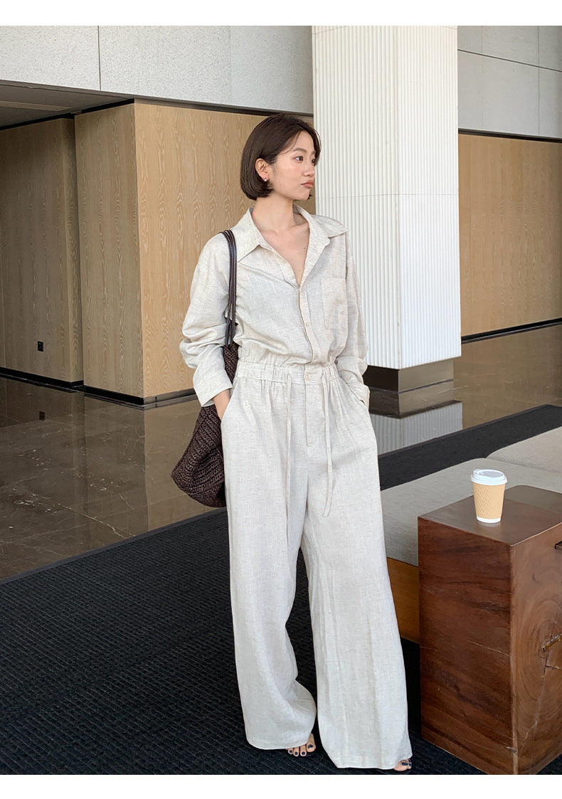 Ramie Tencel Long Sleeve Jumpsuit