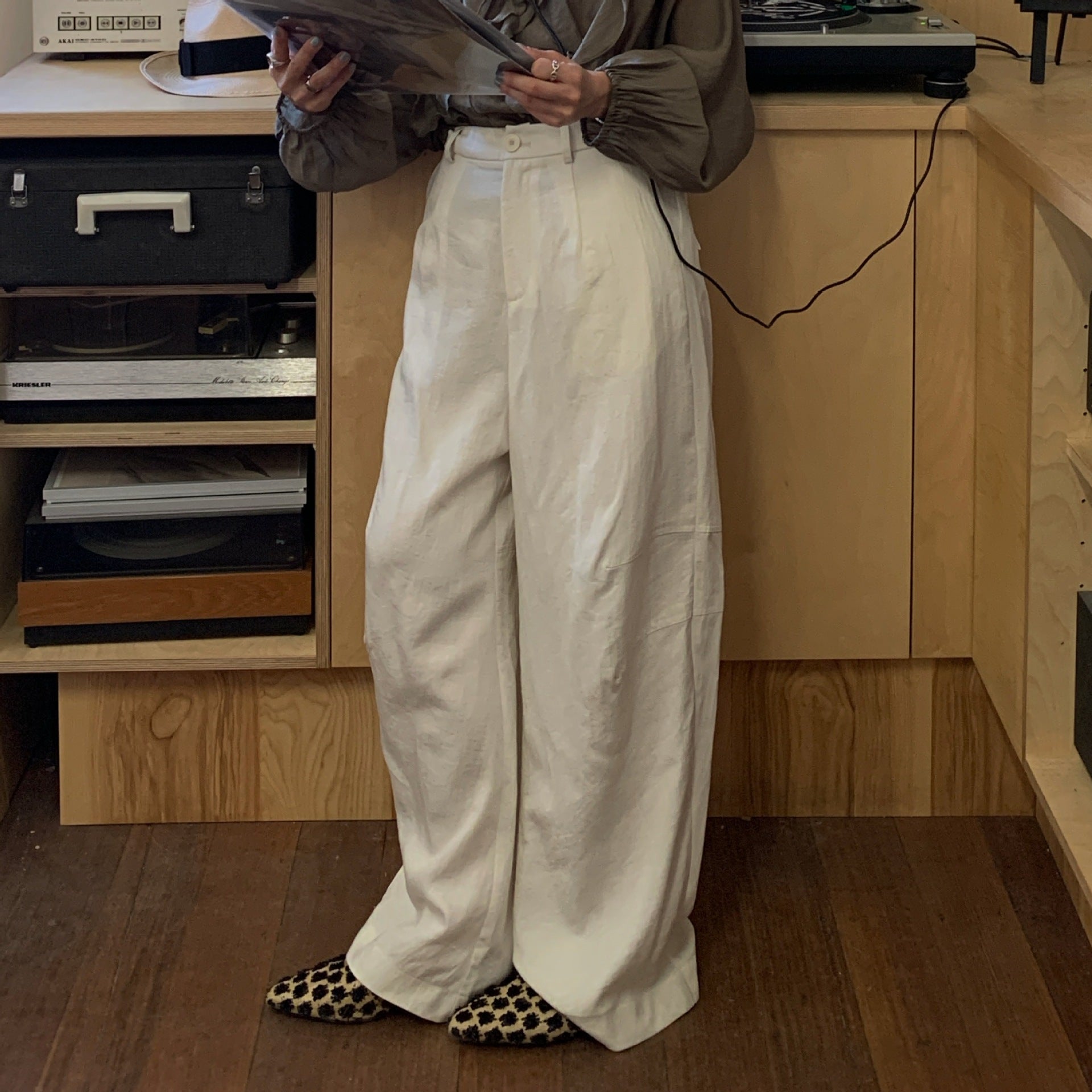 Straight casual wide-leg slimming drape floor-length pants