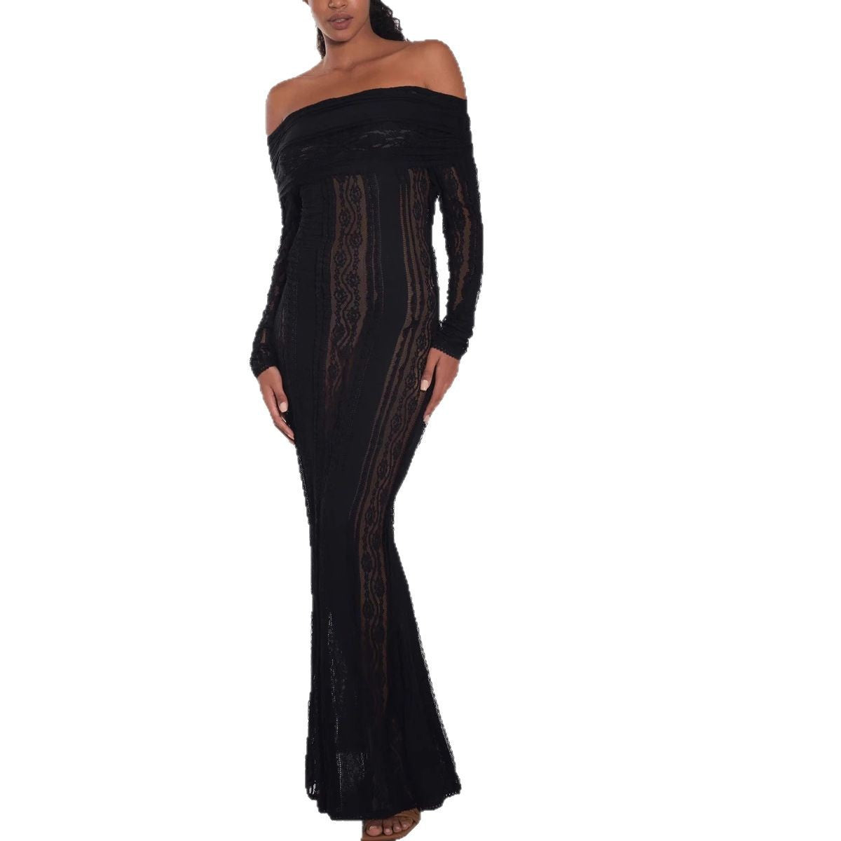 Fashion Lace Shoulder Dress