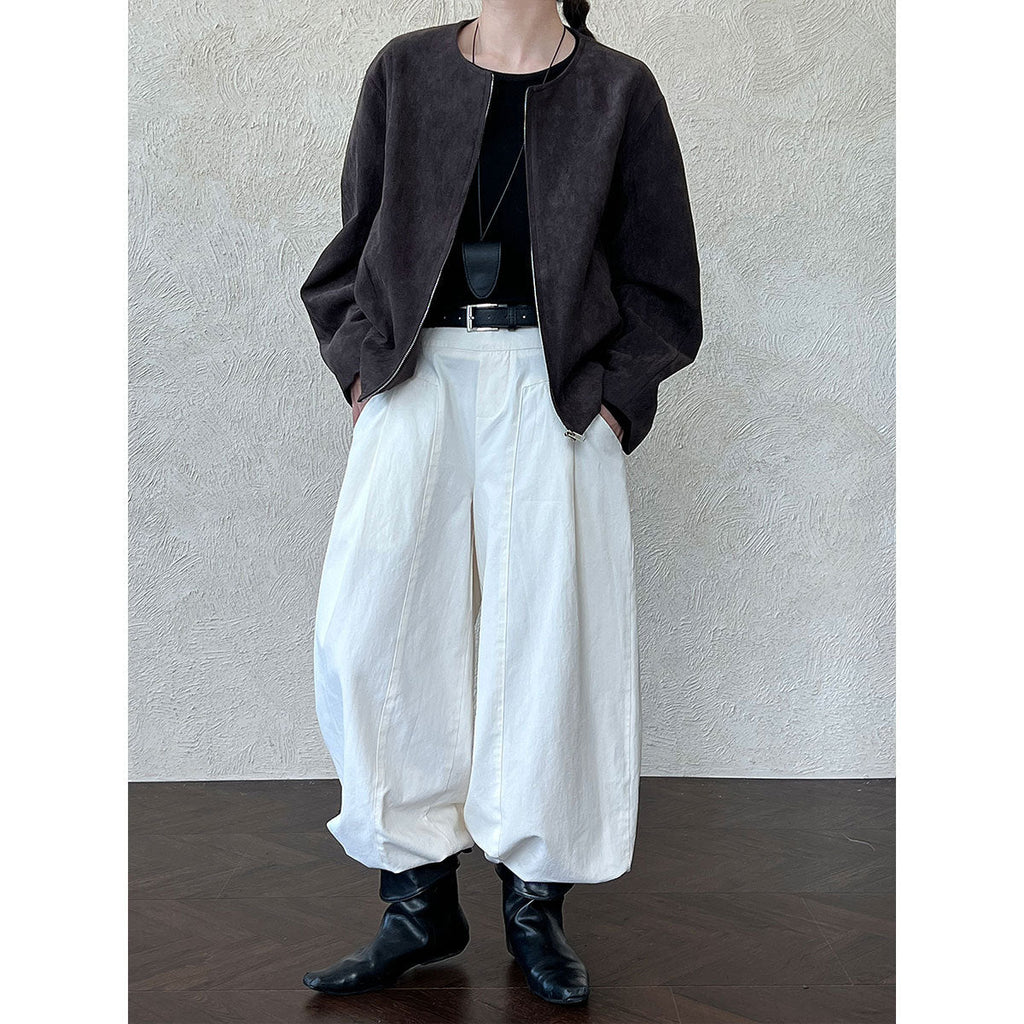 Simple casual straight trousers