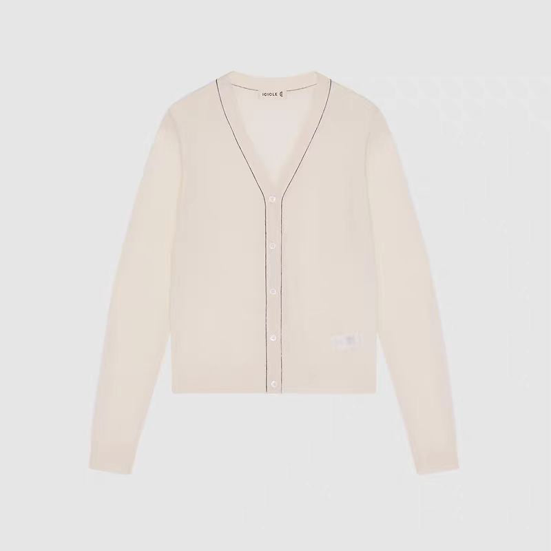 V-Neck Long Sleeve Cardigan Women Regular Fit Cashmere Knit Sweater