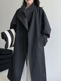 Korean high-end one-button stand-up collar loose coat women's autumn new medium and long trench coat