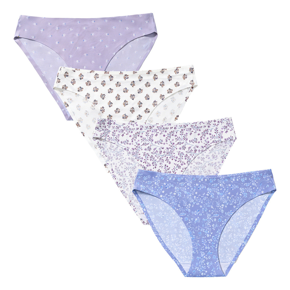 Low waist sexy ice silk seamless underwear women's print breathable quick-drying comfortable women's briefs