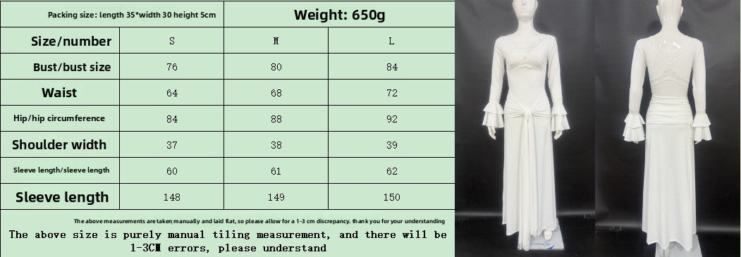 New Fashion Lace Sexy Spice Girl Long Dress Flared Sleeve Slim Splicing Dress Women