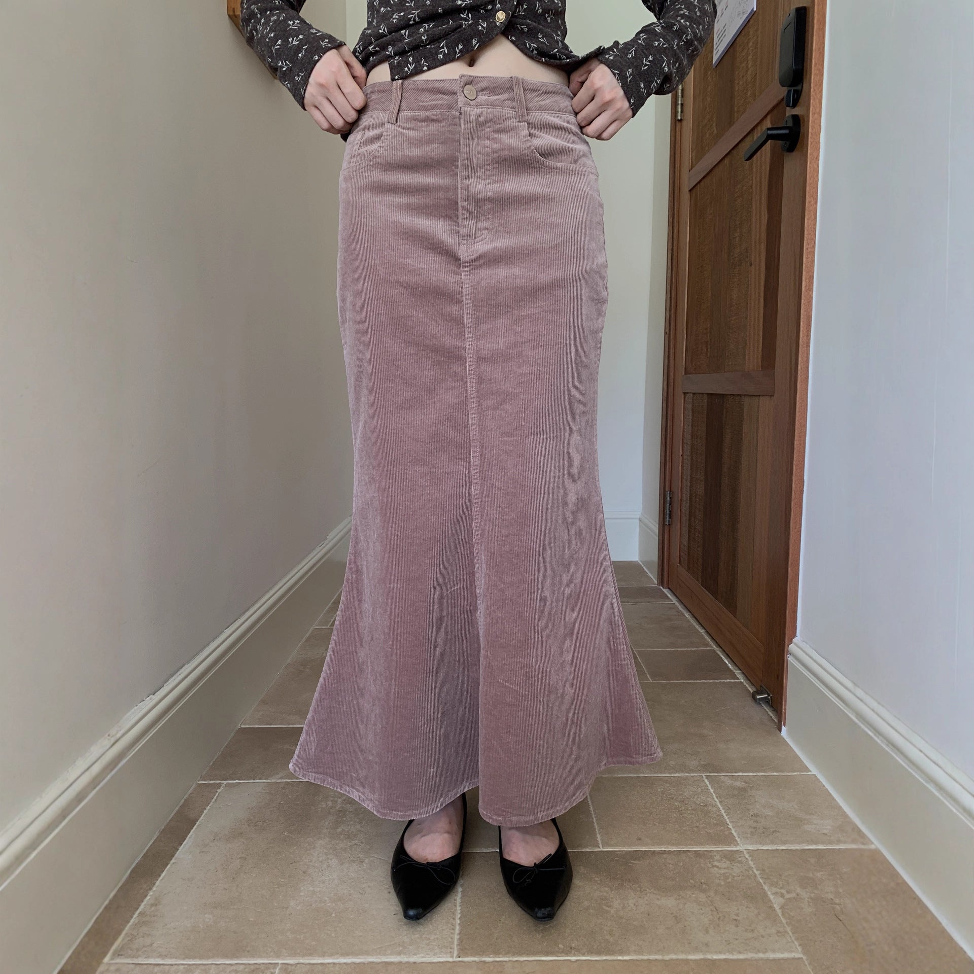 Corduroy hip-wrapped one-step skirt high-waisted fishtail skirt