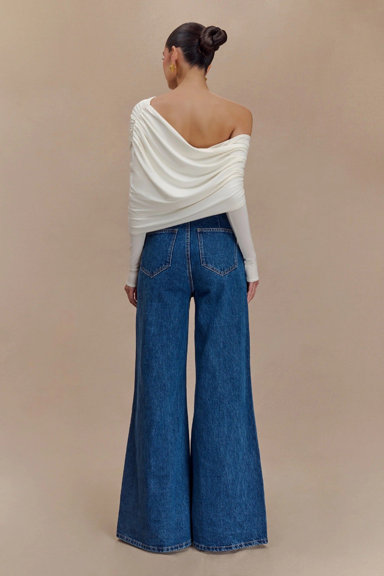 Fashion Hottie Sexy Slim Irregular Shoulder Slant Neck T-Shirt