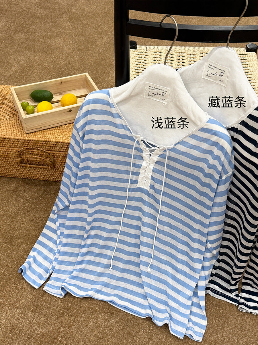 Lazy loose and thin 100% Tencel summer sunscreen mask T-shirt