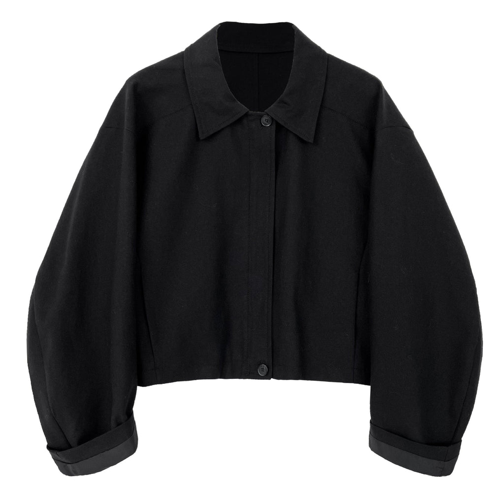 Minimalist high-end lapel jacket jacket women's short autumn new casual wide cotton and linen top