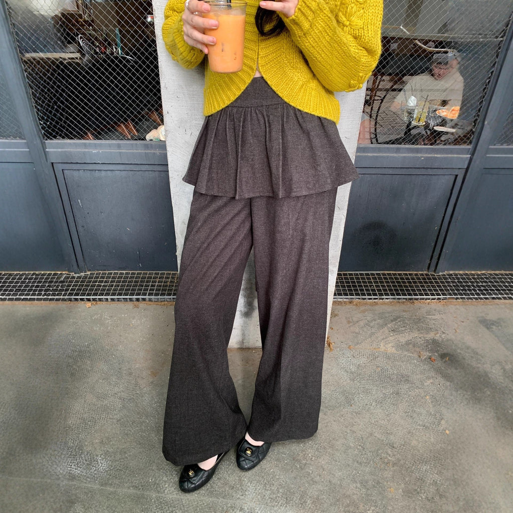 Temperament Fake Two-piece Fart Curtain High Waist Straight Casual Pants