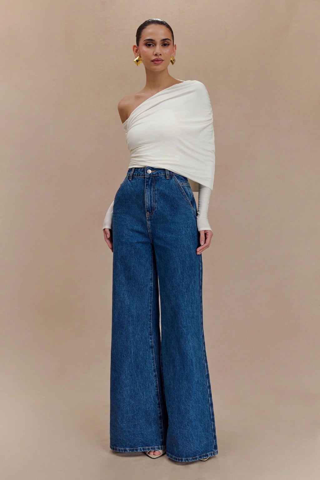 Fashion Hottie Sexy Slim Irregular Shoulder Slant Neck T-Shirt