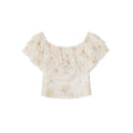 Sweet age reduction two wear ruffle leaf edge splicing floral shirt