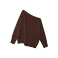 Casual lazy macaron-colored slanted shoulder sweater
