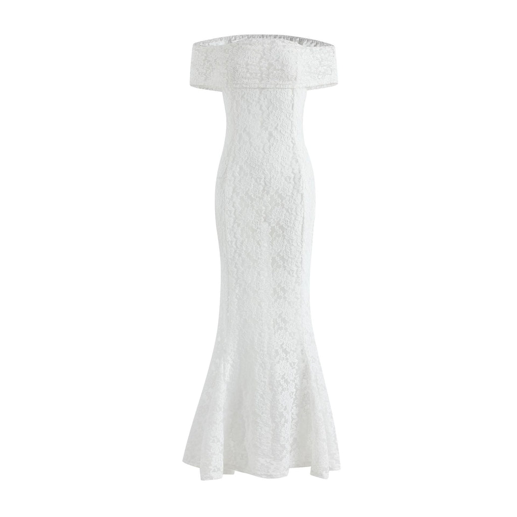 Lace one-shoulder dress backless sexy see-through bandeau skirt