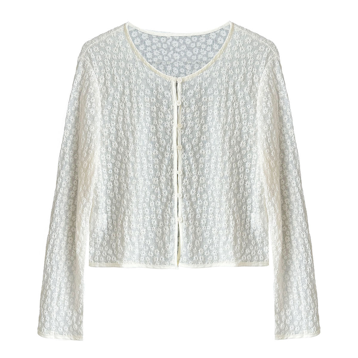Korean gentle lace jacquard knitted cardigan women's spring new sunscreen jacket