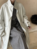 Autumn minimalist silhouette stand-up collar trench coat women's mid-length lace-up lazy style jacket top